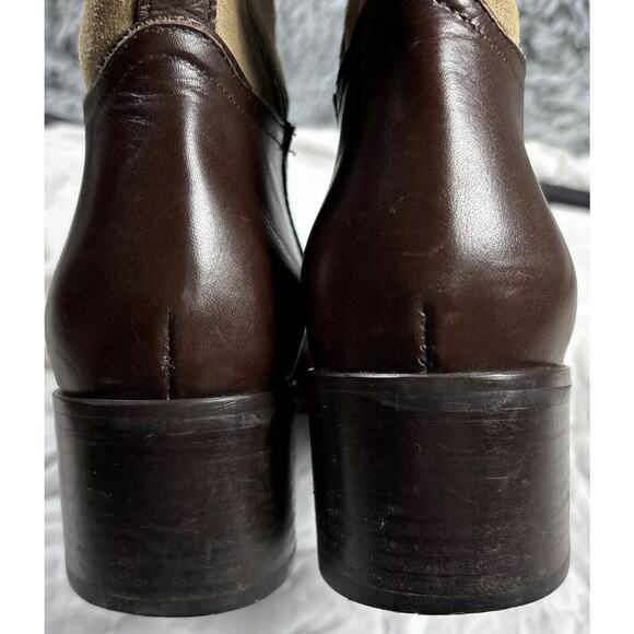 Coach Olivia Riding Boots Tan Suede Brown Leather 6‎ B Stacked Heel - Picture 16 of 16